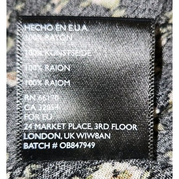 Free People Black Floral Ruffle Hem Mini Slip Dress Sleeveless XS Side Button Ra - Picture 9 of 12